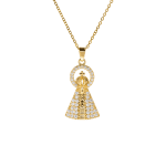 Colar Pingente Nossa Senhora Cravejado Banhado a Ouro 24k