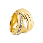 Par de Alianças Banhada Ouro 24k Bérgamo 8mm com Zircônia