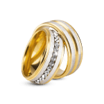 Par de Alianças Banhada Ouro 24k Bérgamo Bodas 8mm com Zircônia