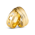 Par de Alianças Banhada Ouro 24k Bérgamo Cuore 8mm com Zircônia